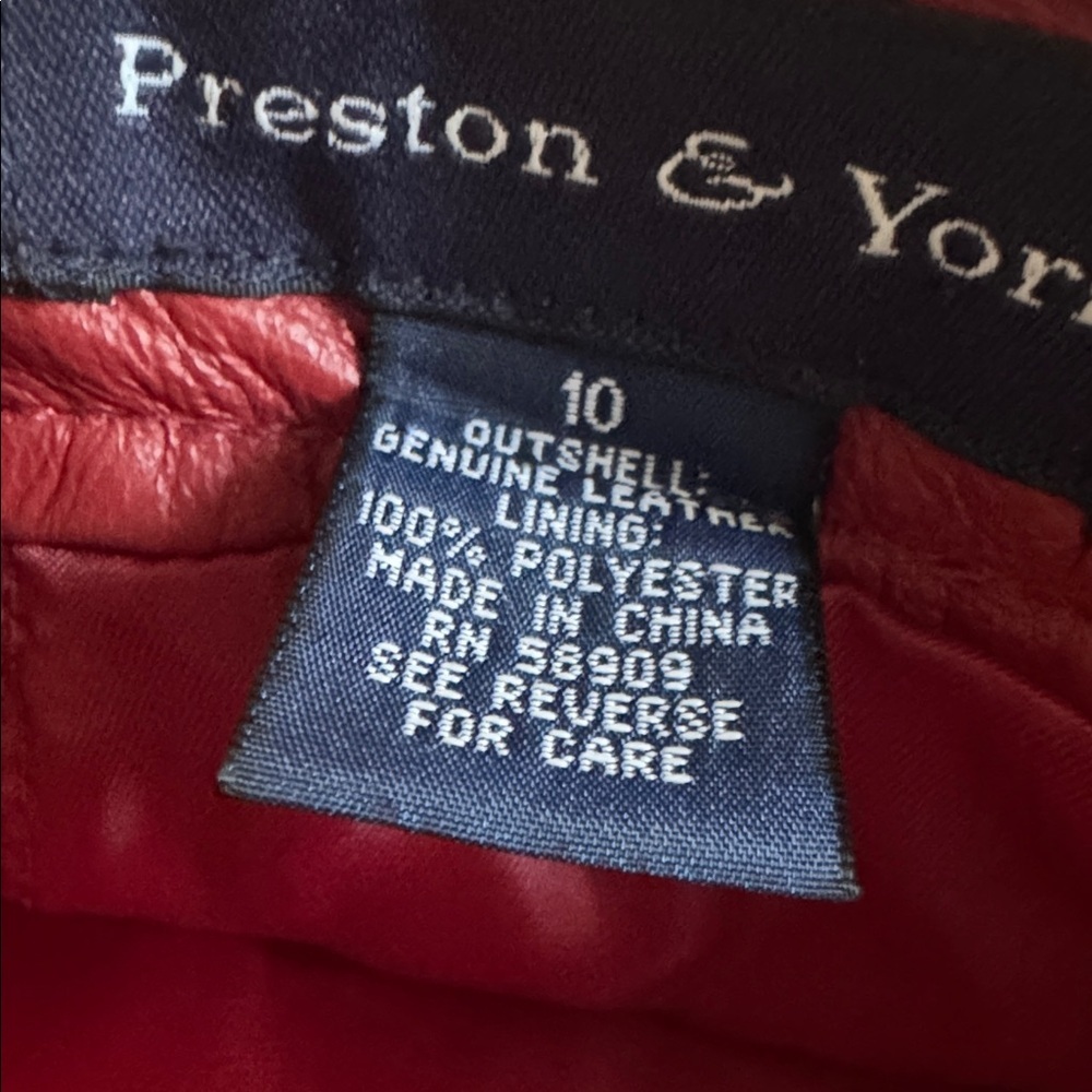 PRESTON & YORK Red Leather A Line Midi Skirt 10 Classic Preppy Boho Work Party - Picture 6 of 7